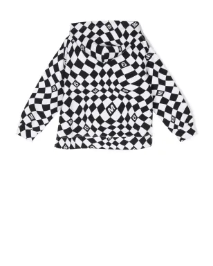 MM6 Maison Margiela Kids チェッカーロゴプリント コットン フーディ ブラック - サムネイル2