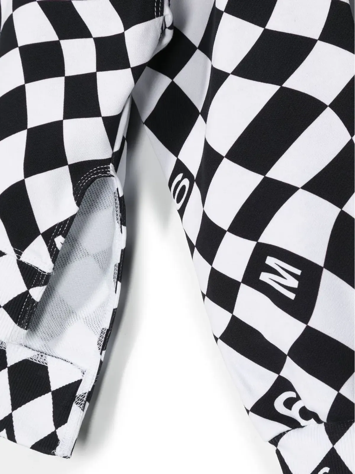 MM6 Maison Margiela Kids チェッカーロゴプリント コットン フーディ ブラック - 画像3