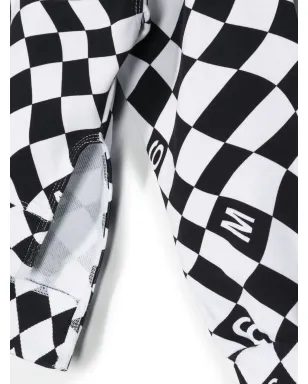 MM6 Maison Margiela Kids チェッカーロゴプリント コットン フーディ ブラック - サムネイル3