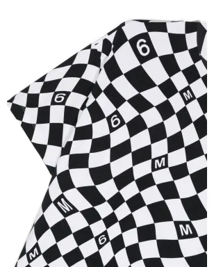 MM6 Maison Margiela Kids ワープチェック柄コットンTシャツ ブラック - サムネイル3