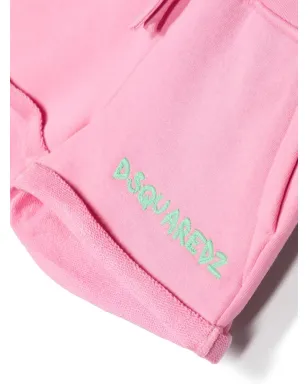 DSQUARED2 KIDS ロゴ刺繍ドローコードショーツ - ピンク - サムネイル3