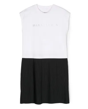 MM6 Maison Margiela Kids ツートーン プリーツ シフトドレス - サムネイル1