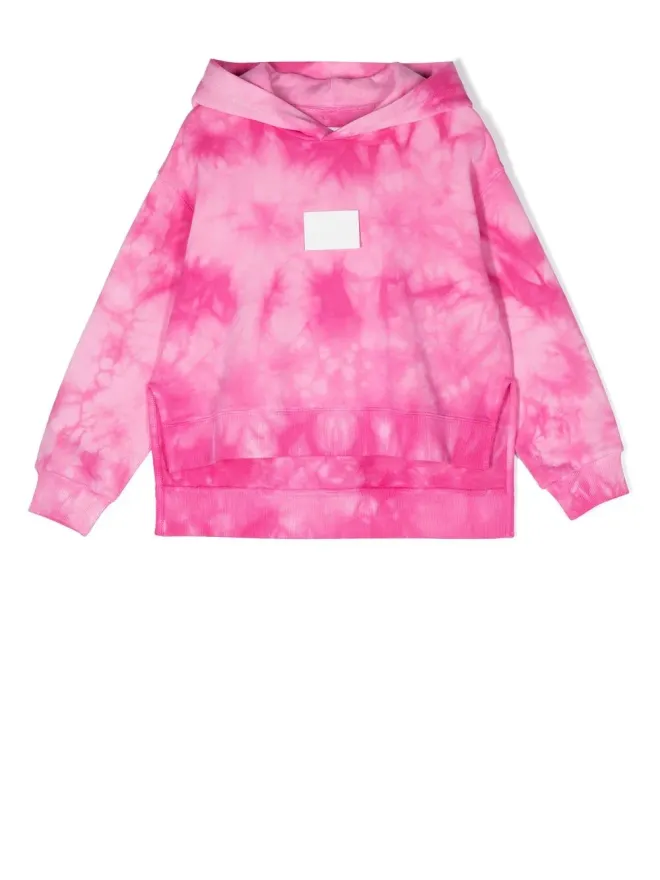 MM6 Maison Margiela Kids MM6 Maison Margiela Kids ロゴパッチ タイダイ パーカー - Pinkの商品画像