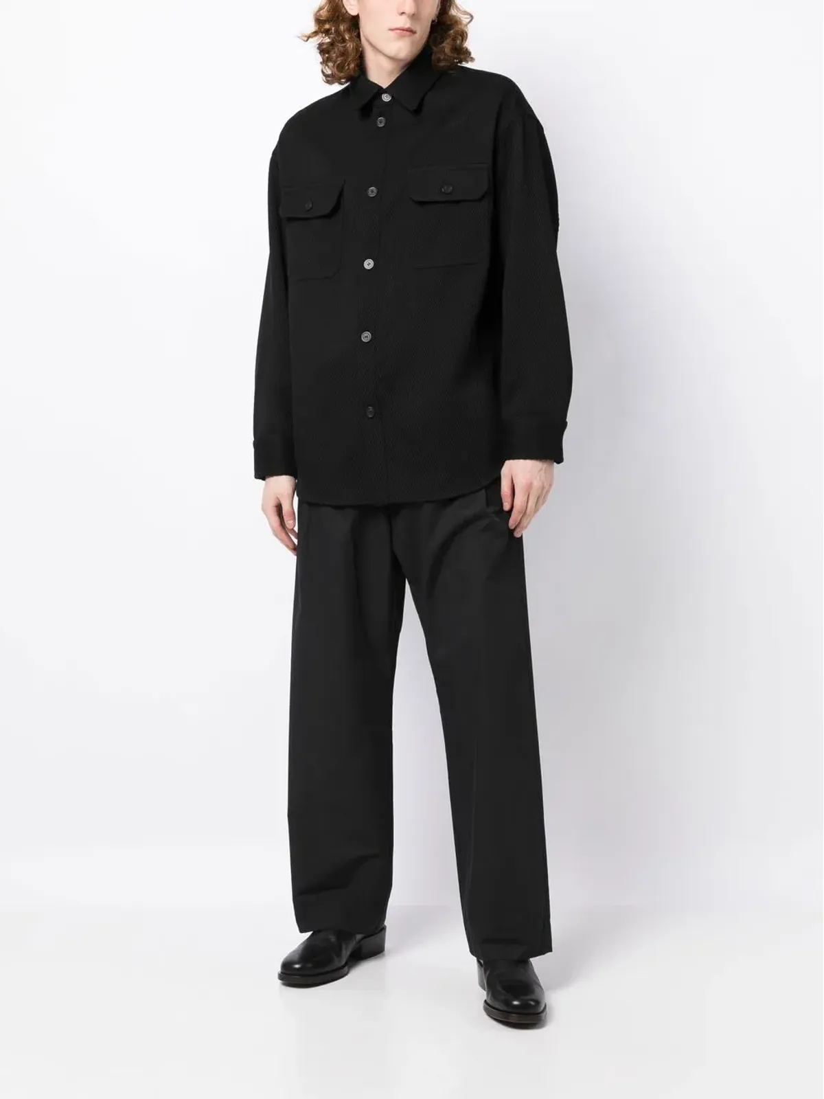 Emporio Armani ウール混シャツジャケット - 画像2