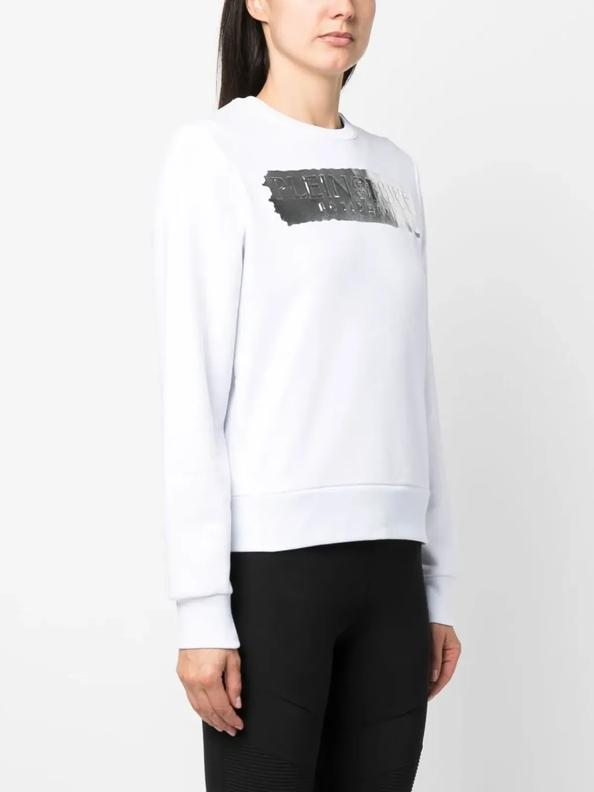 Plein Sport メタリックロゴプリント コットン スウェットシャツ - 画像3
