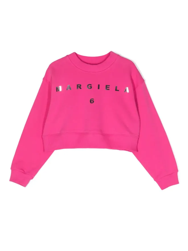 MM6 Maison Margiela Kids MM6 Maison Margiela Kids メタリックロゴプリント スウェットシャツ - ピンクの商品画像