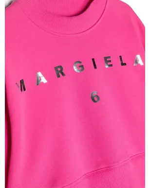 MM6 Maison Margiela Kids メタリックロゴプリント スウェットシャツ - ピンク - サムネイル3