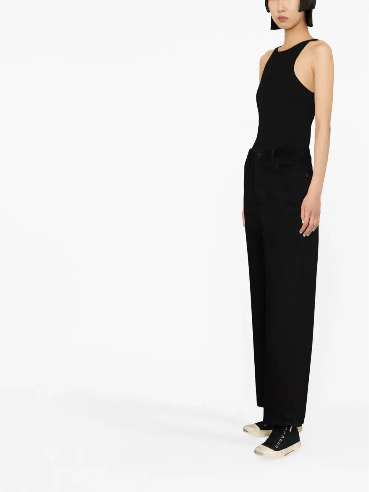 Balenciaga クロップドストレートジーンズ ブラック - 画像4