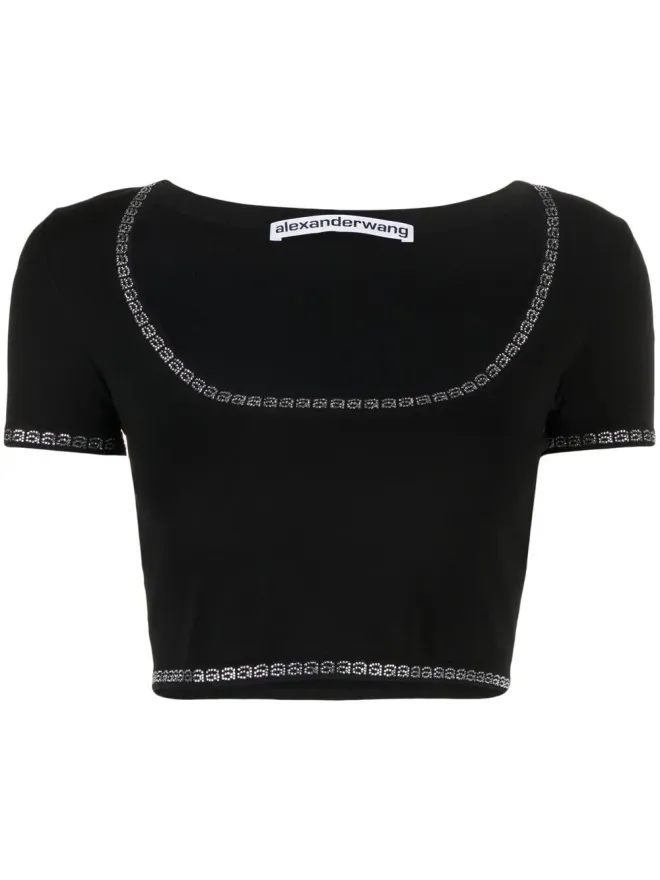 Alexander Wang Alexander Wang scoop-neck cropped T-shirt - Blackの商品画像
