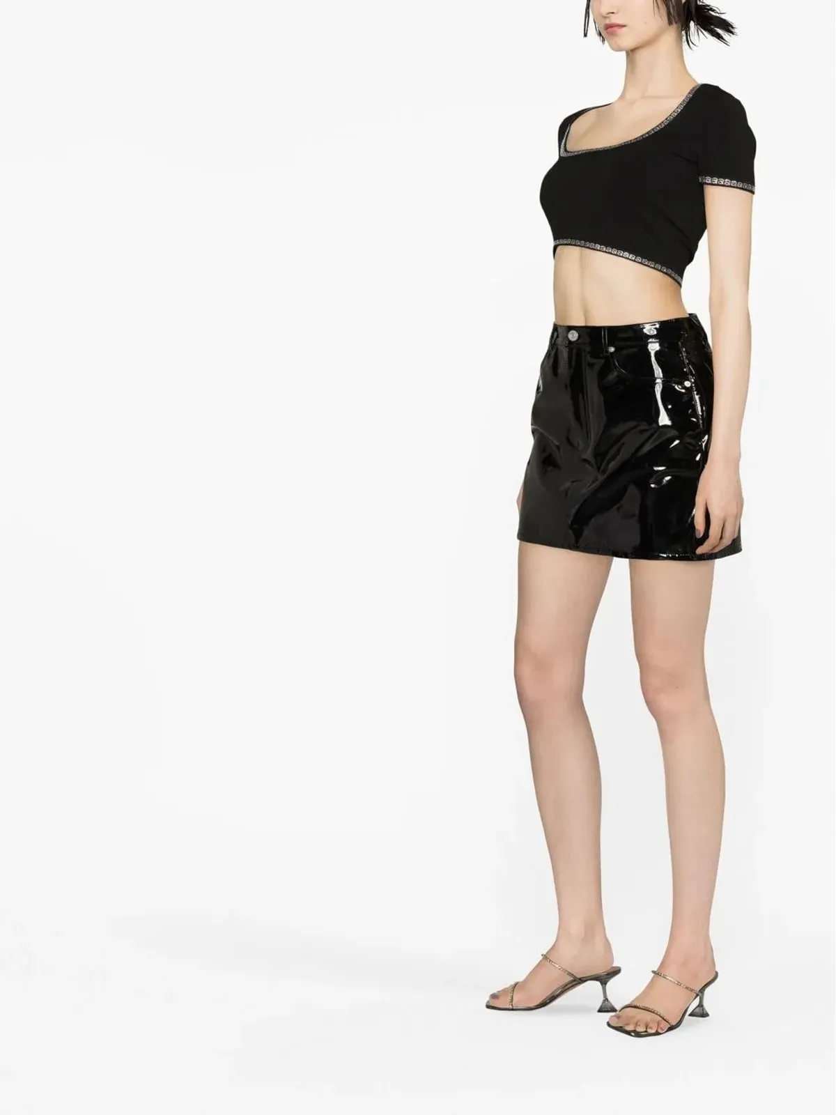 Alexander Wang scoop-neck cropped T-shirt - Black - 画像3