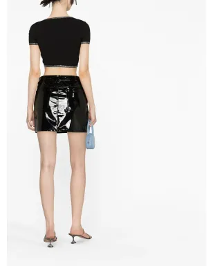 Alexander Wang scoop-neck cropped T-shirt - Black - サムネイル4