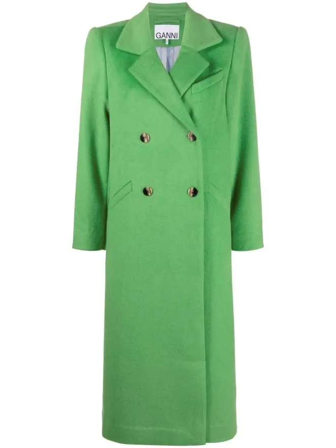 Ganni GANNI ダブルブレストボタン留めコート - Greenの商品画像