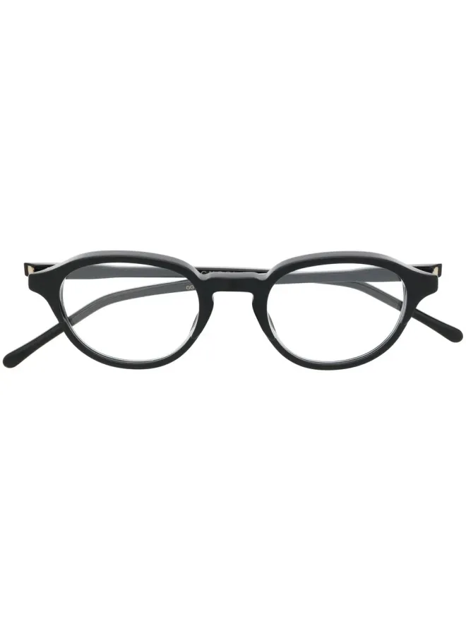 Gucci Eyewear Gucci Eyewear ロゴプリント・ラウンドフレーム眼鏡 - Blackの商品画像