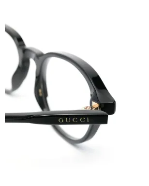 Gucci Eyewear ロゴプリント・ラウンドフレーム眼鏡 - Black - サムネイル3
