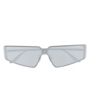 Balenciaga Eyewear Shield 2.0 レクタングルフレーム サングラス - シルバー - サムネイル1