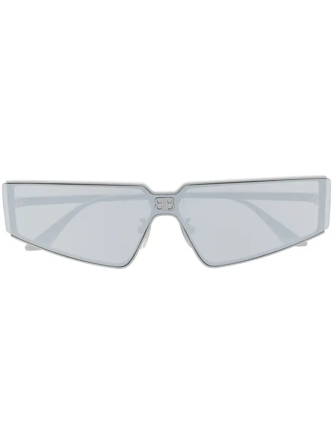 Balenciaga Eyewear Balenciaga Eyewear Shield 2.0 レクタングルフレーム サングラス - シルバーの商品画像