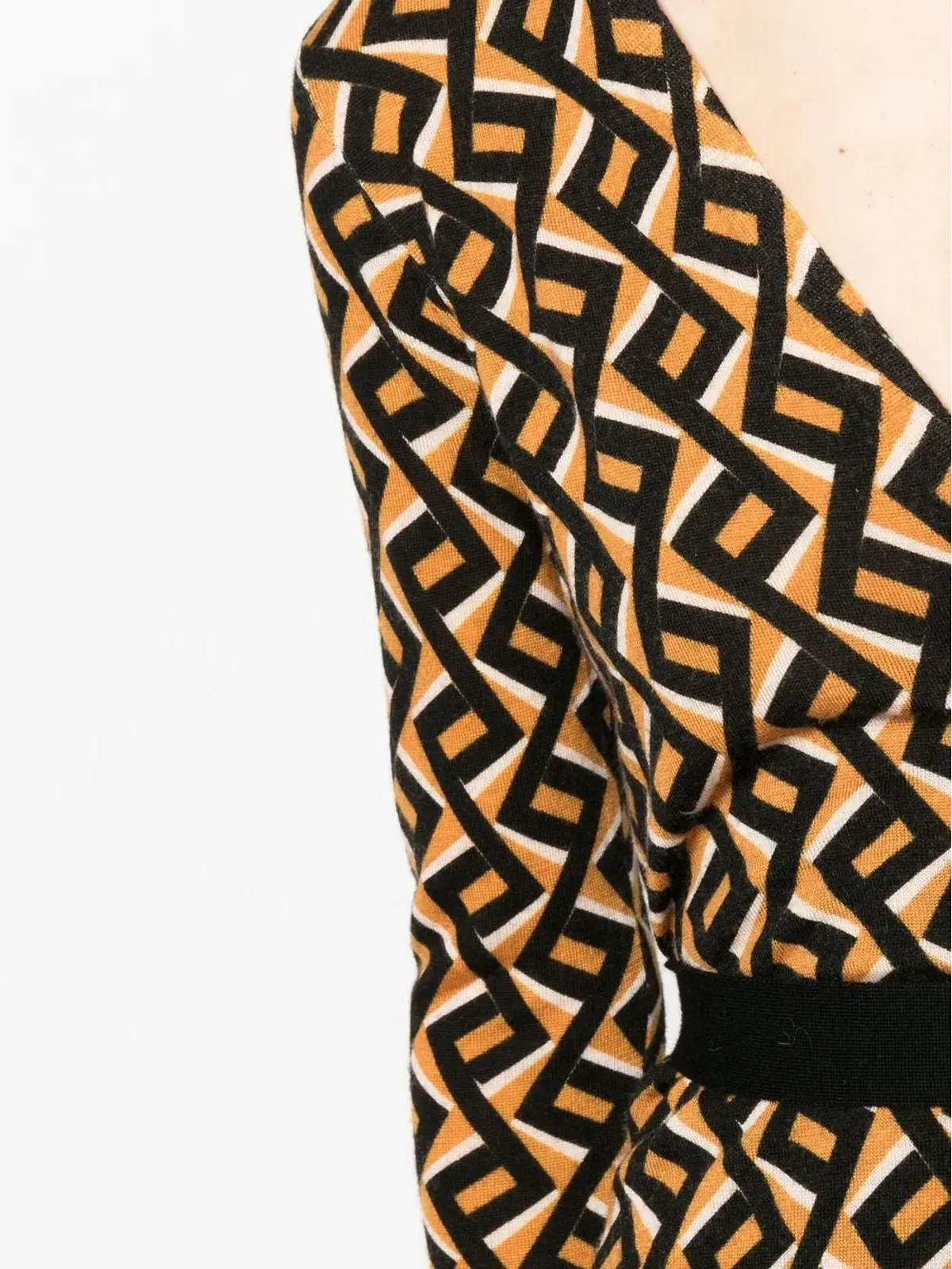 DVF Diane von Furstenberg ジグザグ柄ラップドレス（ブラウン） - 画像5