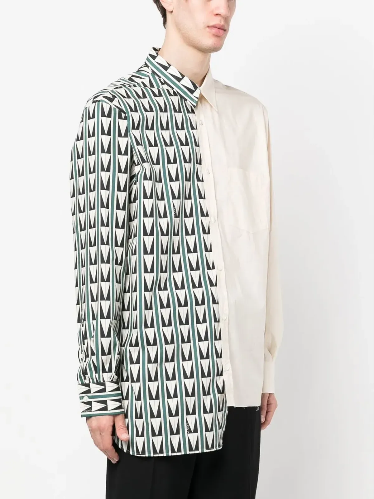 Lanvin パッチワーク幾何学柄シャツ - 画像4