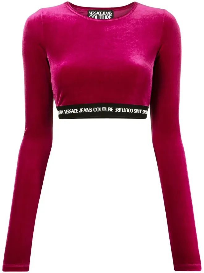 Versace Jeans Couture Versace Jeans Couture ロゴウエストバンド クロップドベルベットトップの商品画像
