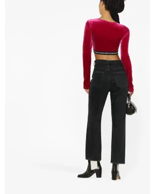 Versace Jeans Couture ロゴウエストバンド クロップドベルベットトップ - サムネイル3