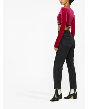 Versace Jeans Couture ロゴウエストバンド クロップドベルベットトップ - サムネイル4