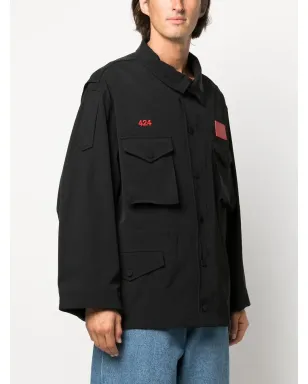 424 アシンメトリック ロゴパッチ シャツジャケット - サムネイル3