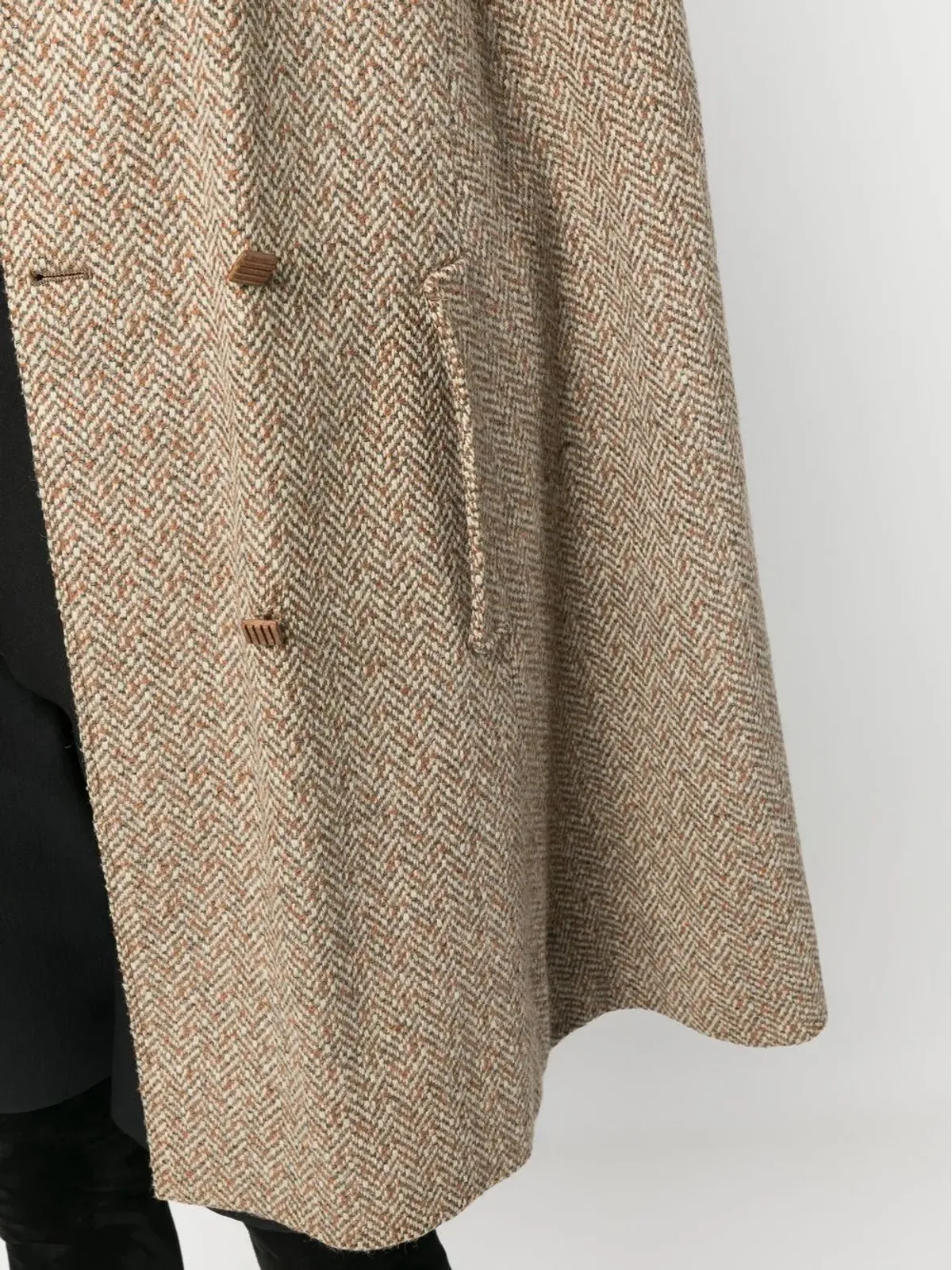 A.N.G.E.L.O. Vintage Cult 1960s ベージュ系ヘリンボーン柄 ケープ風コート - 画像5