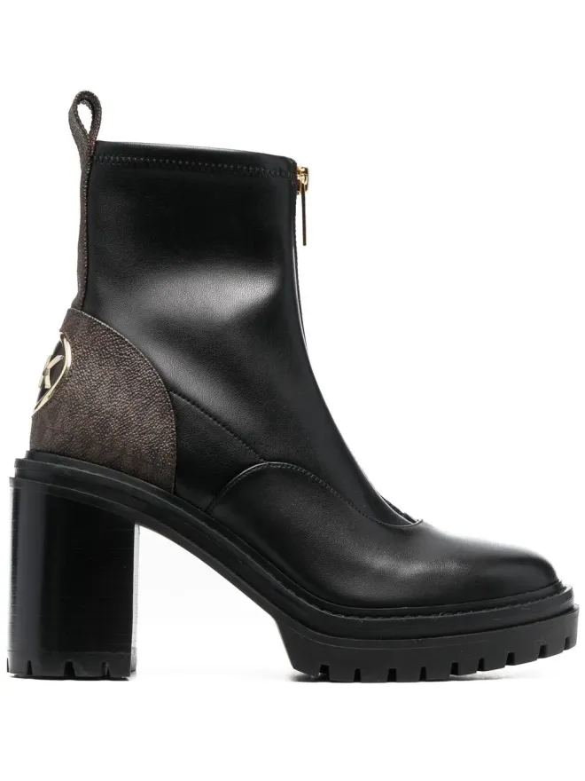 Michael Michael Kors Michael Michael Kors ロゴプリント レザー アンクルブーツ - ブラックの商品画像
