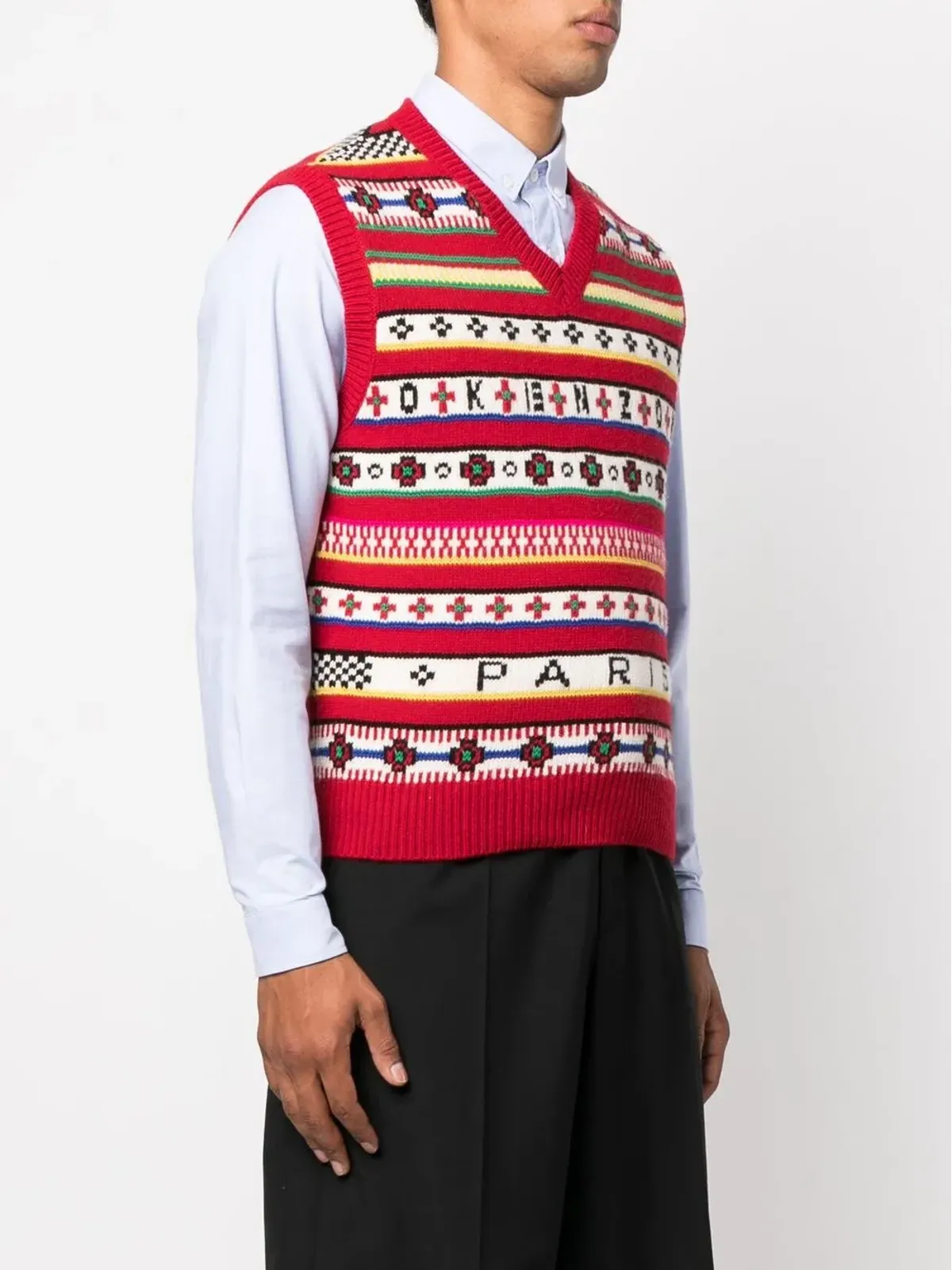 Kenzo Vネック フェアアイルニットベスト - 画像3