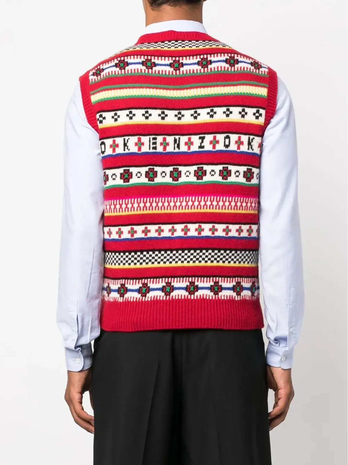 Kenzo Vネック フェアアイルニットベスト - 画像4