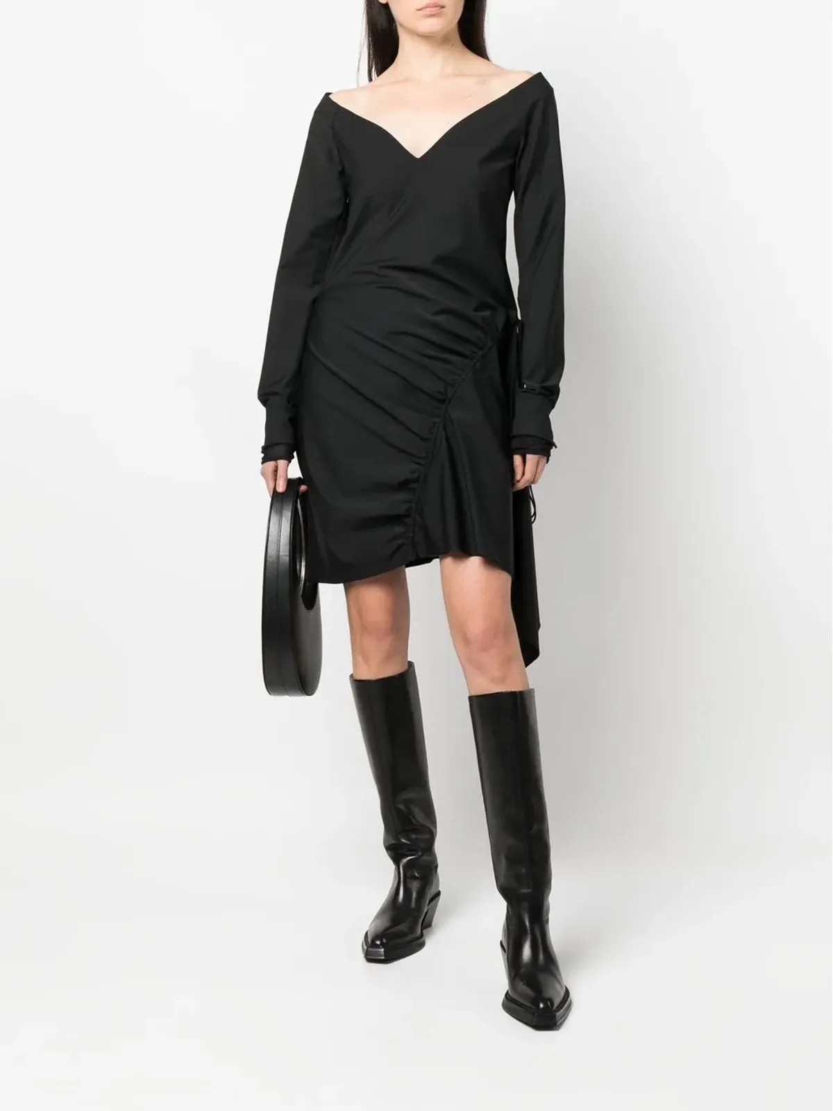 AC9 belted asymmetric dress - Black - 画像2