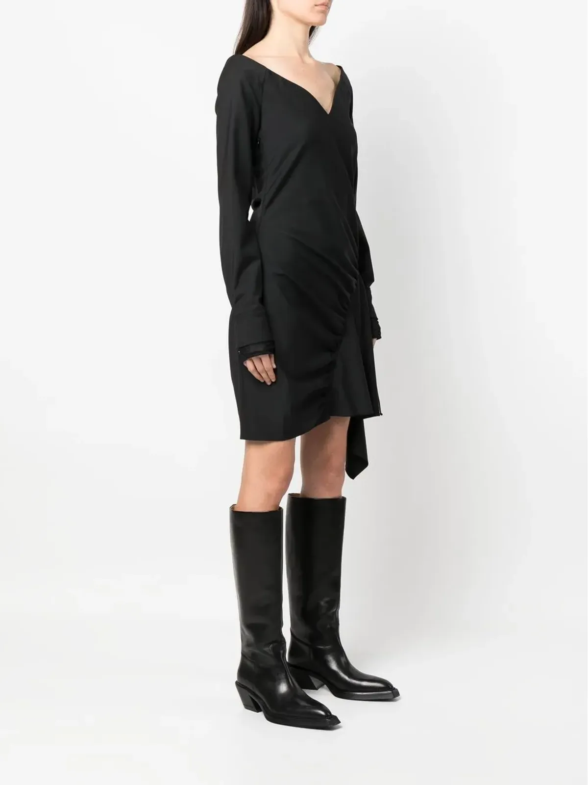 AC9 belted asymmetric dress - Black - 画像3