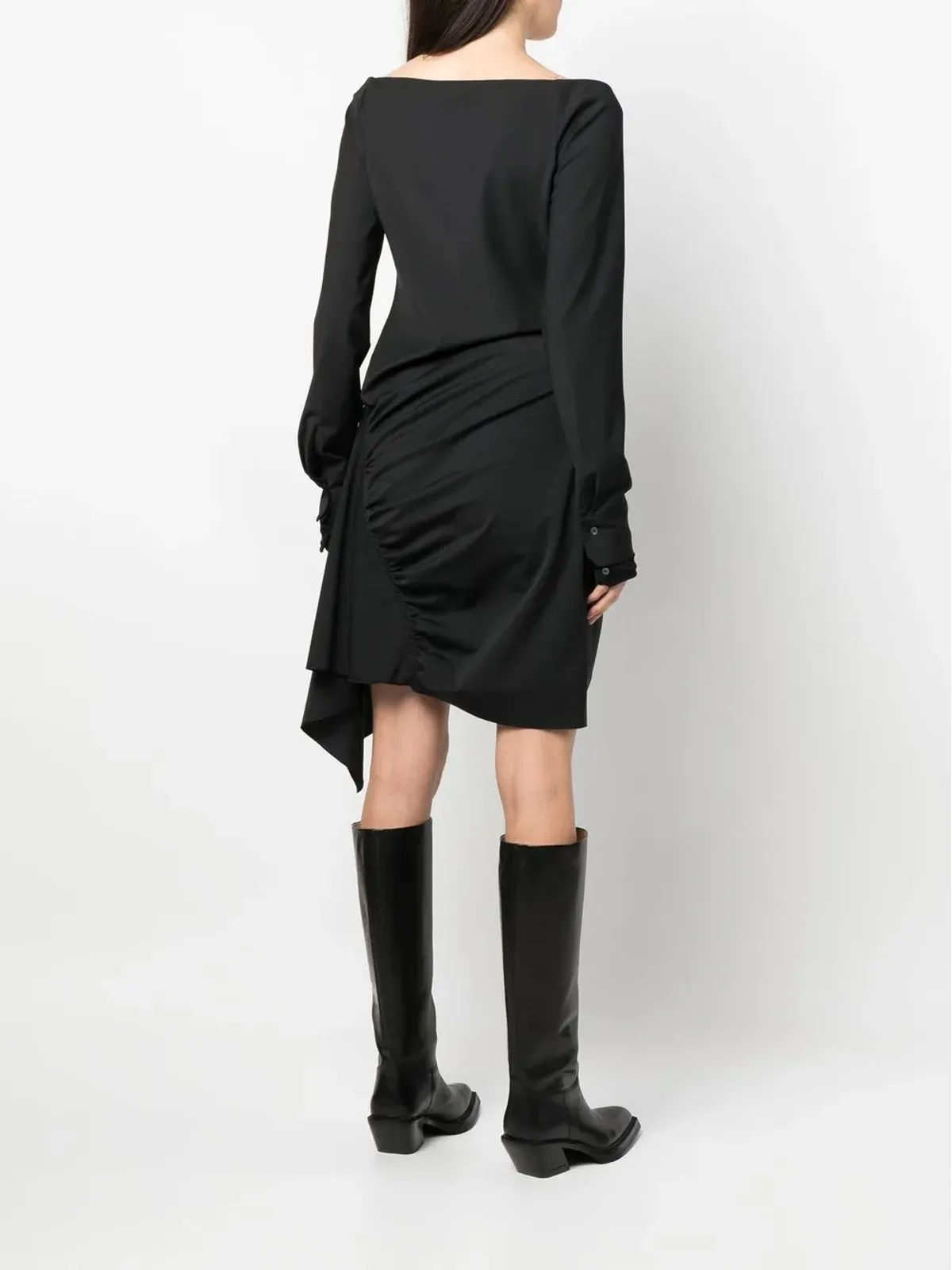 AC9 belted asymmetric dress - Black - 画像4