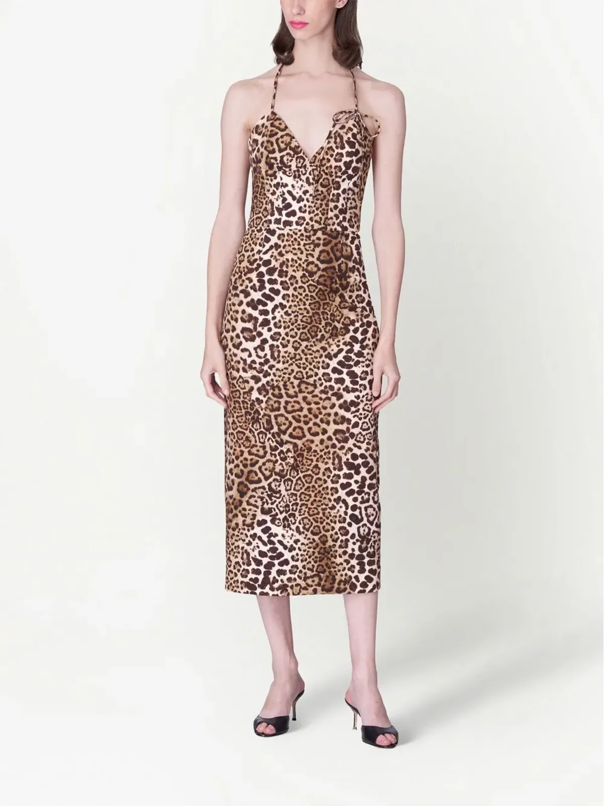 Carolina Herrera レオパード柄ホルターネックドレス - 画像2