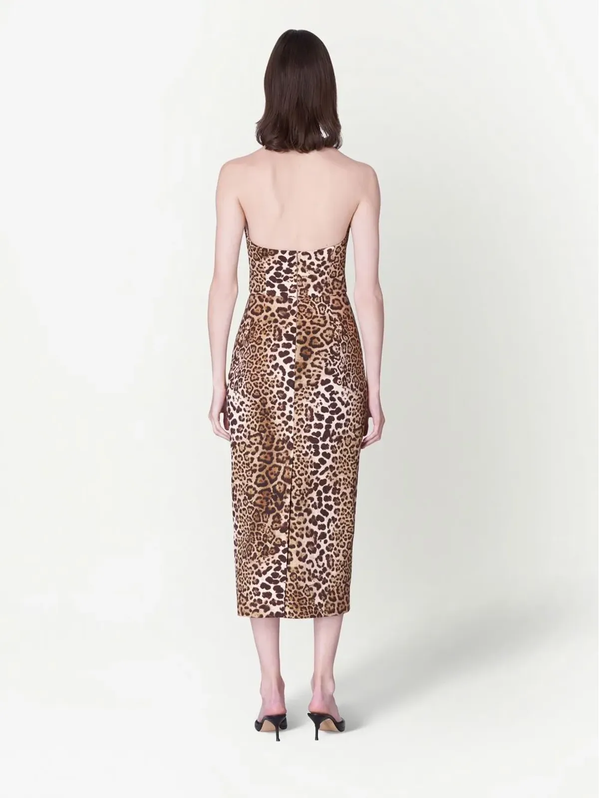 Carolina Herrera レオパード柄ホルターネックドレス - 画像3