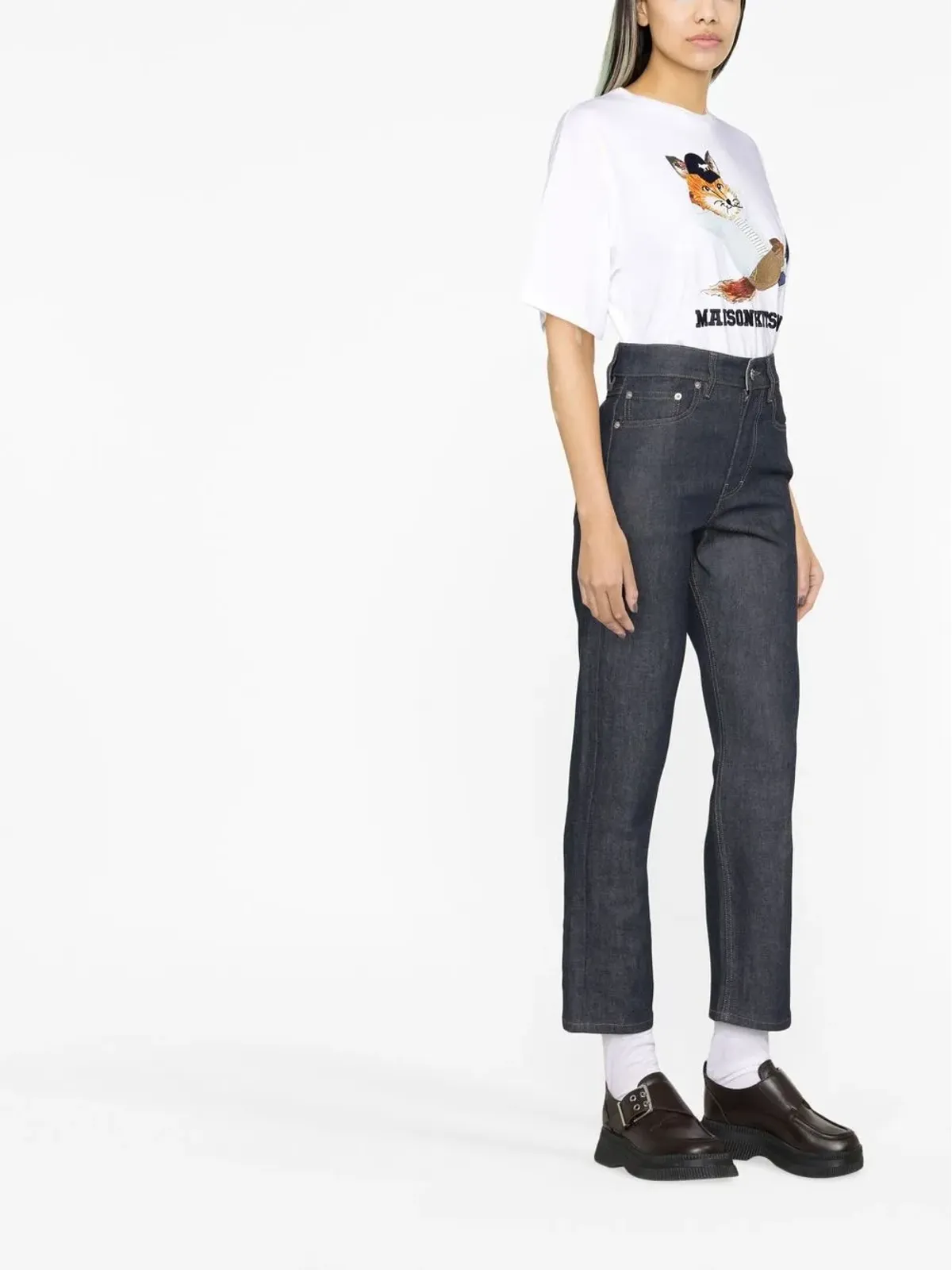 Maison Kitsuné ストレートレッグクロップドジーンズ - 画像4