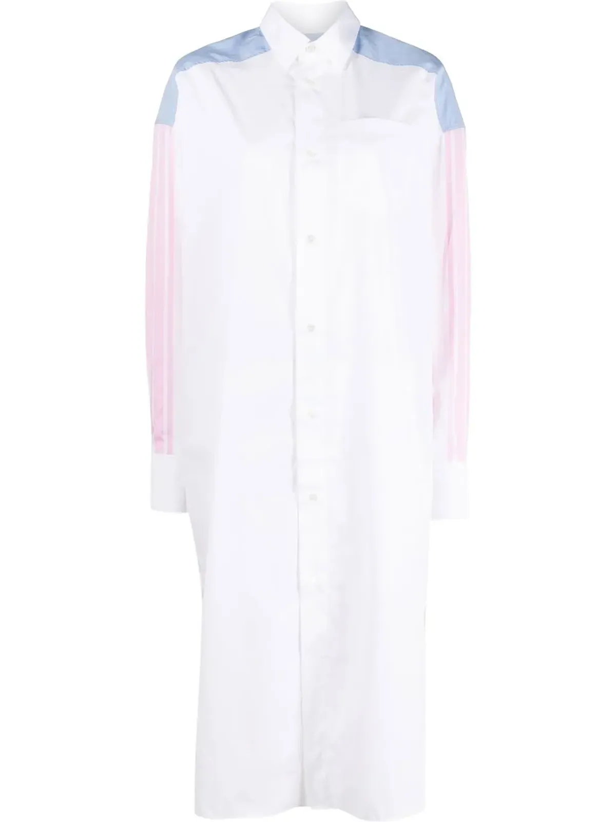 Maison Kitsuné カラーブロック コットン シャツドレス ホワイト - 画像1