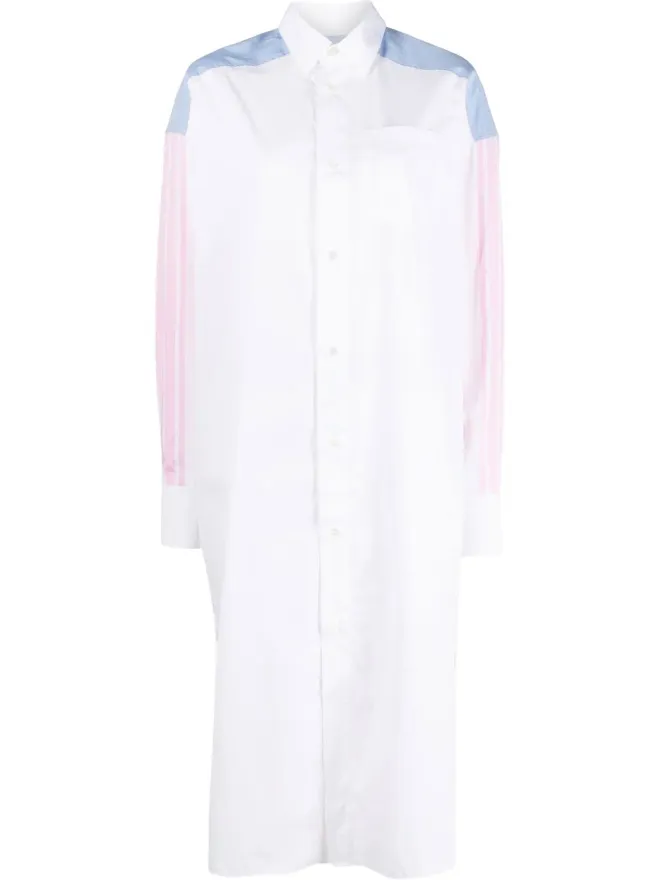 Maison Kitsuné Maison Kitsuné カラーブロック コットン シャツドレス ホワイトの商品画像