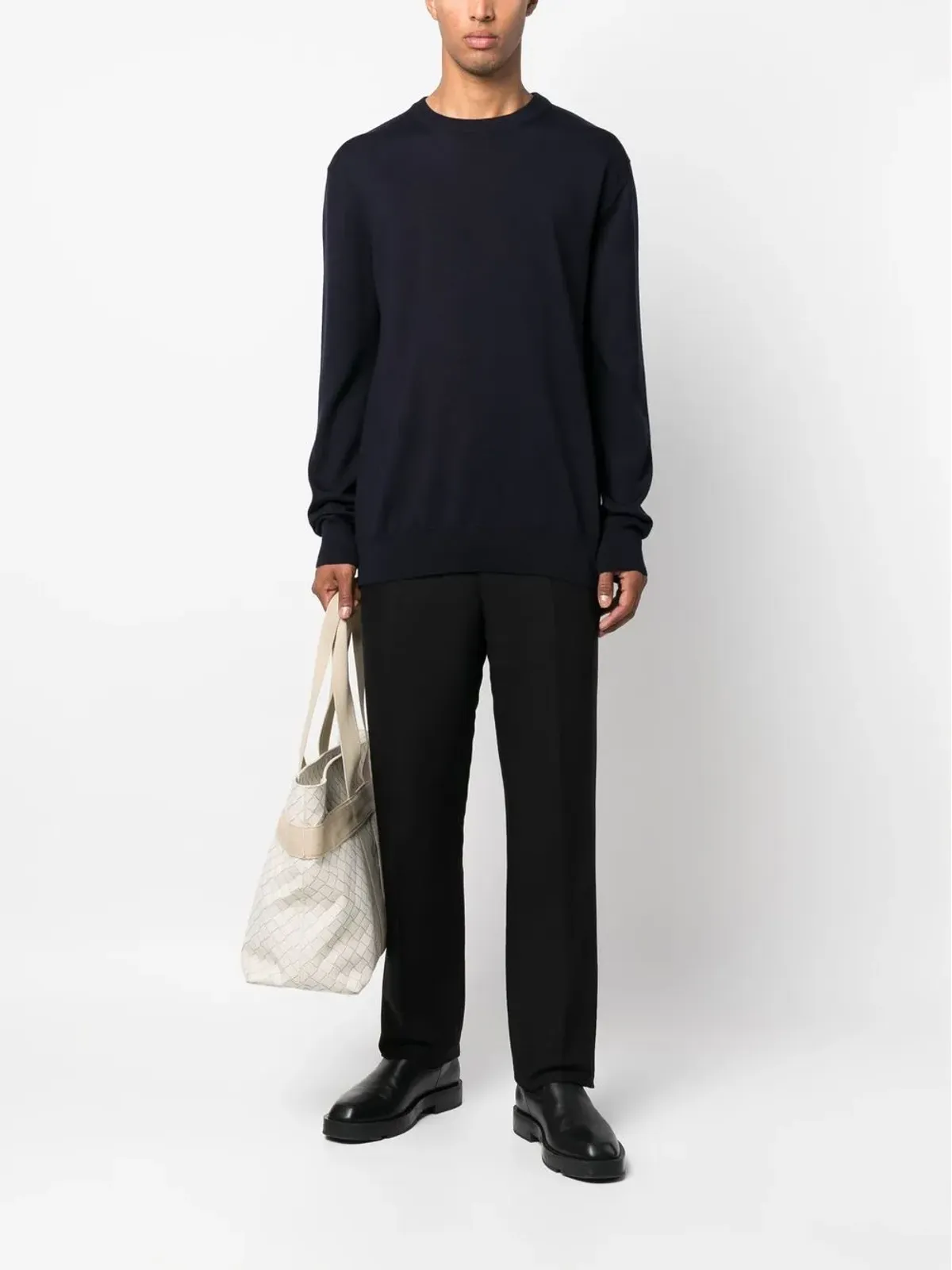 Jil Sander ブルー系 クルーネック ウールセーター - 画像2