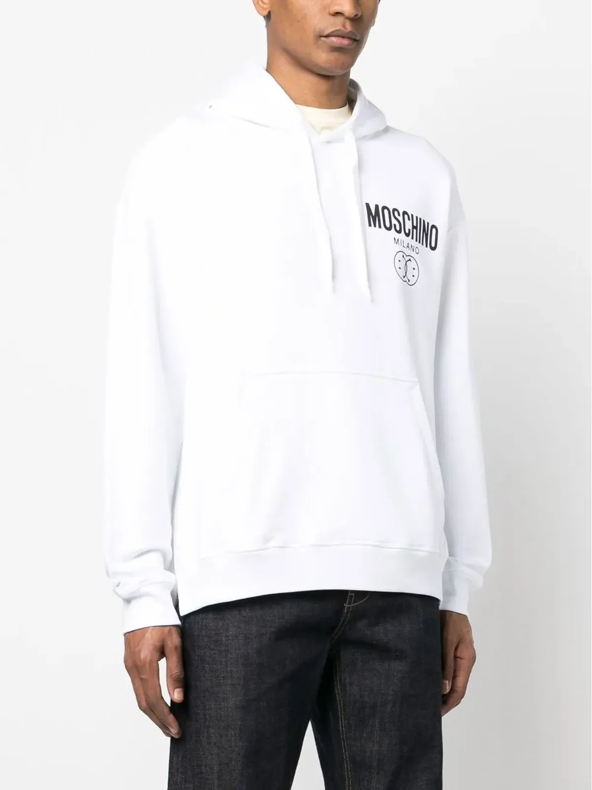 Moschino スマイルロゴプリント コットン フーディー - White - 画像3