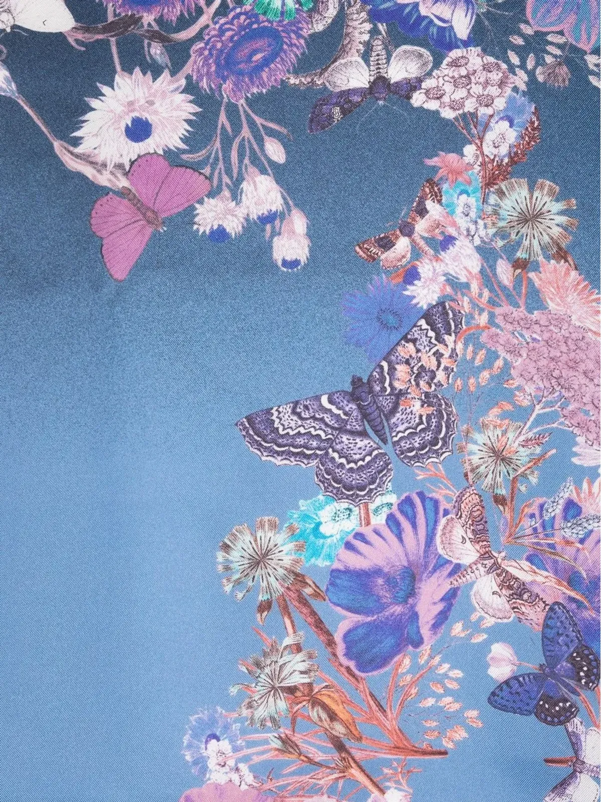 Aspinal Of London 花柄プリントのシルクスカーフ ブルー - 画像2
