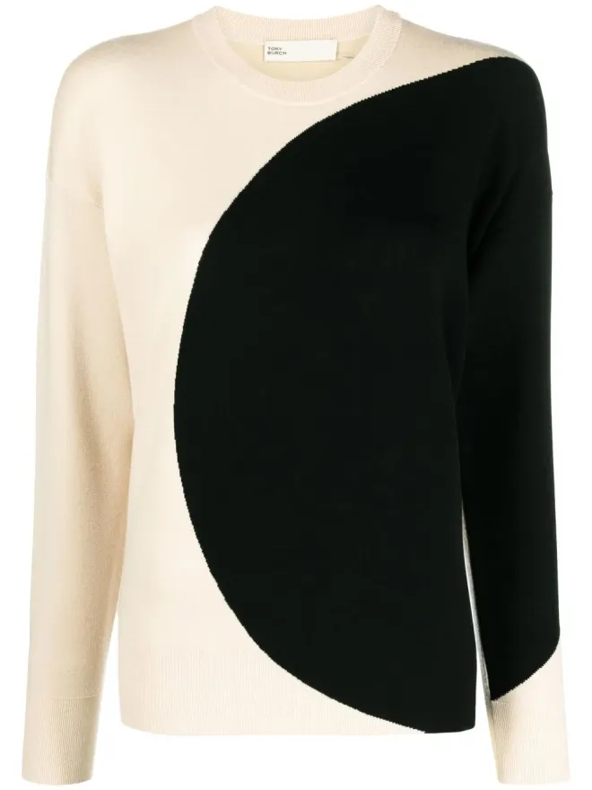 Tory Burch Tory Burch ツートーン クルーネック ニットセーターの商品画像