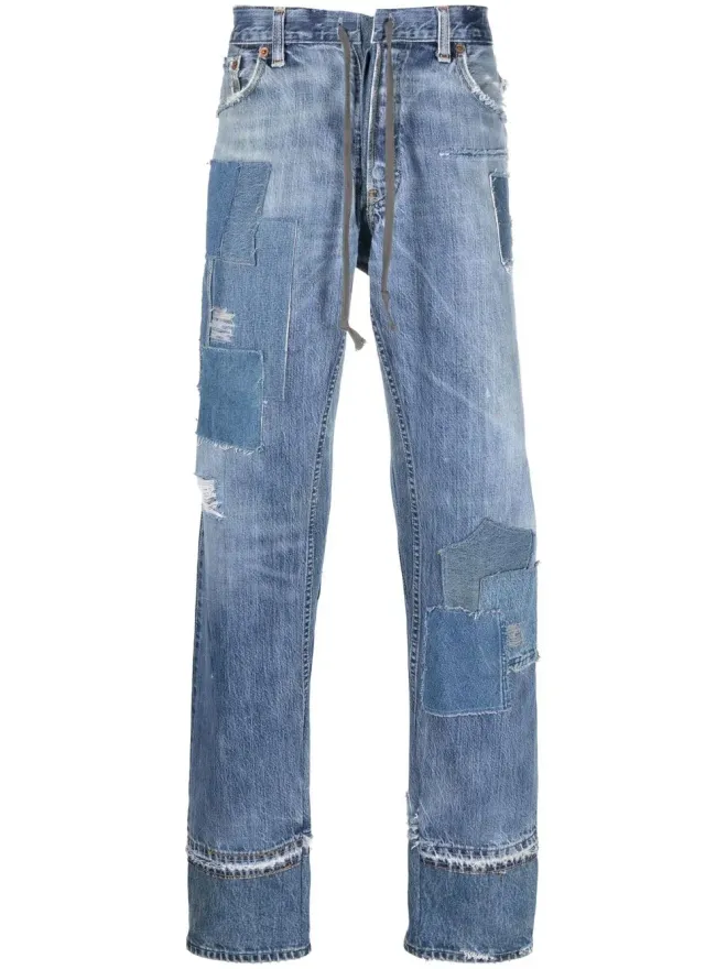 Greg Lauren Greg Lauren パッチワークディテール ストレートジーンズの商品画像