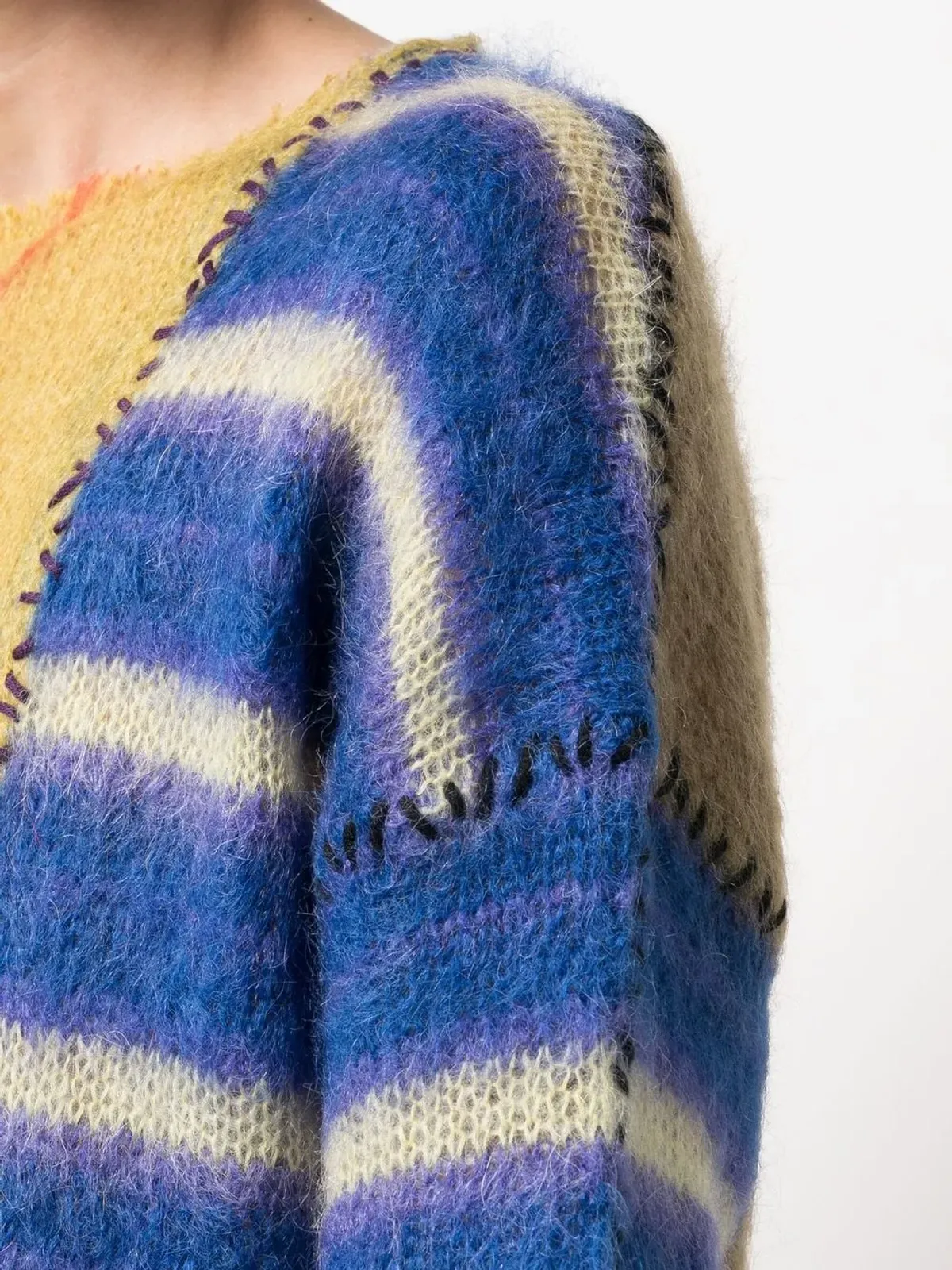 Marni オーバーサイズ パッチワーク ジャンパー ブルー - 画像5