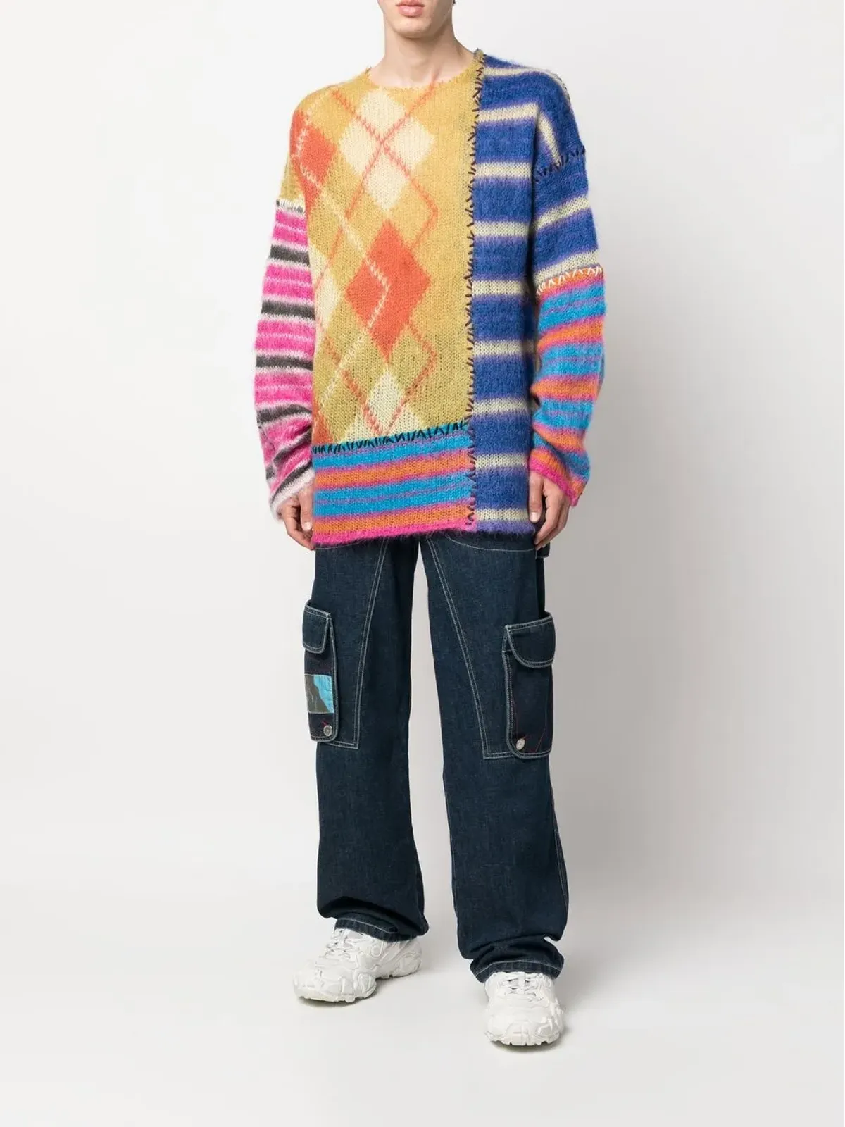 Marni オーバーサイズ パッチワーク ジャンパー ブルー - 画像2