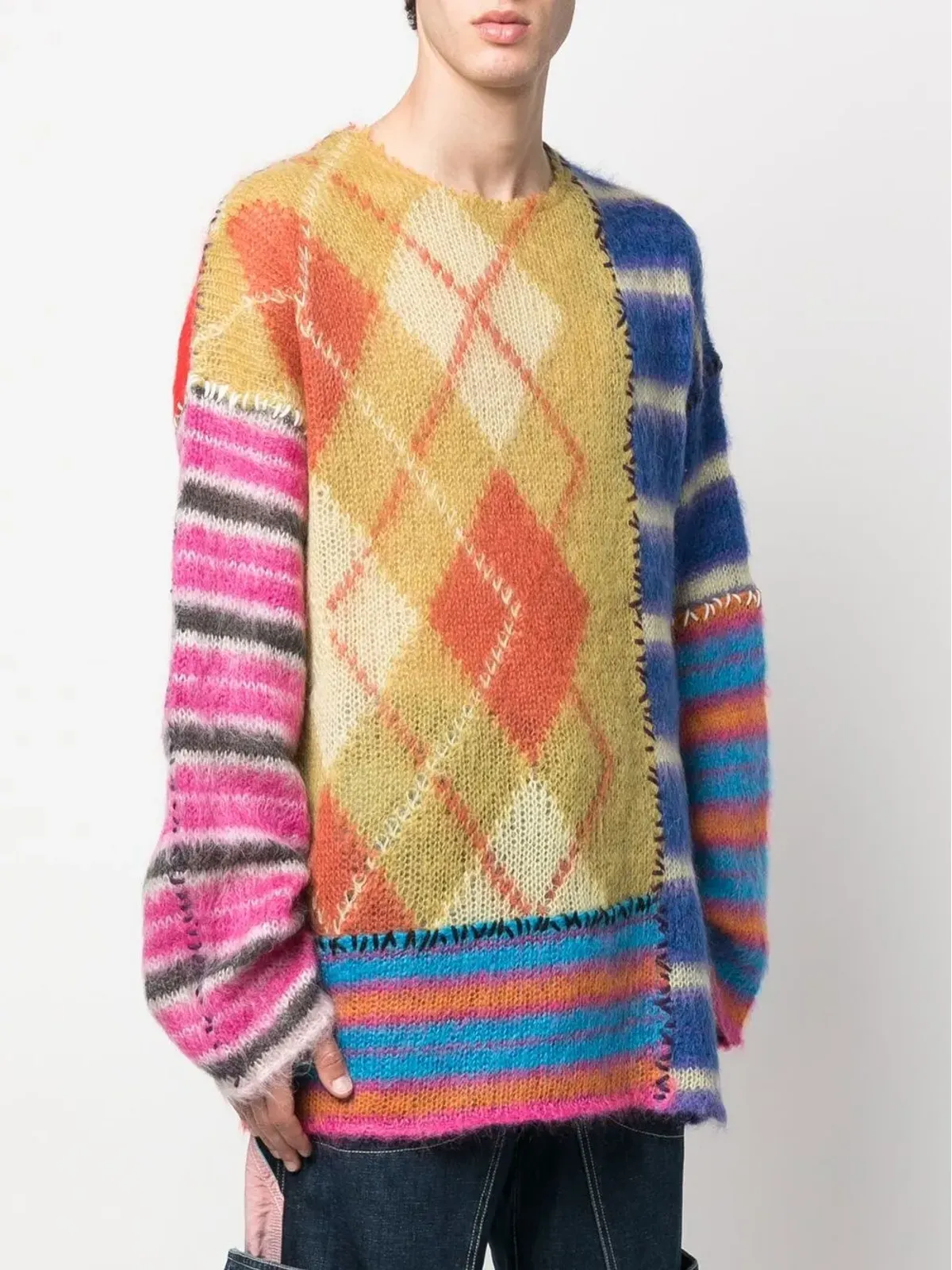 Marni オーバーサイズ パッチワーク ジャンパー ブルー - 画像3