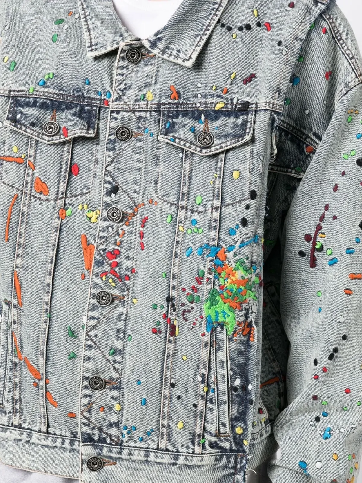 Mostly Heard Rarely Seen ペイント刺繍デニムジャケット - 画像5