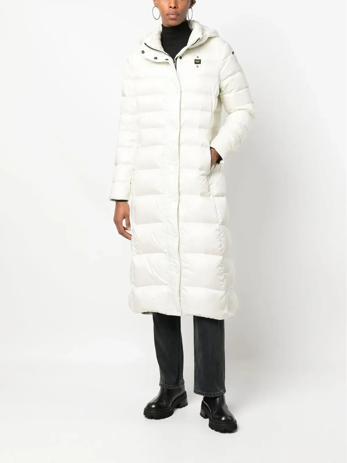 Blauer パッド入りデザインのフード付きコート - 画像2