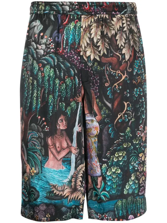 Endless Joy Endless Joy Goa Gajah シルク バミューダショーツ ブラックの商品画像