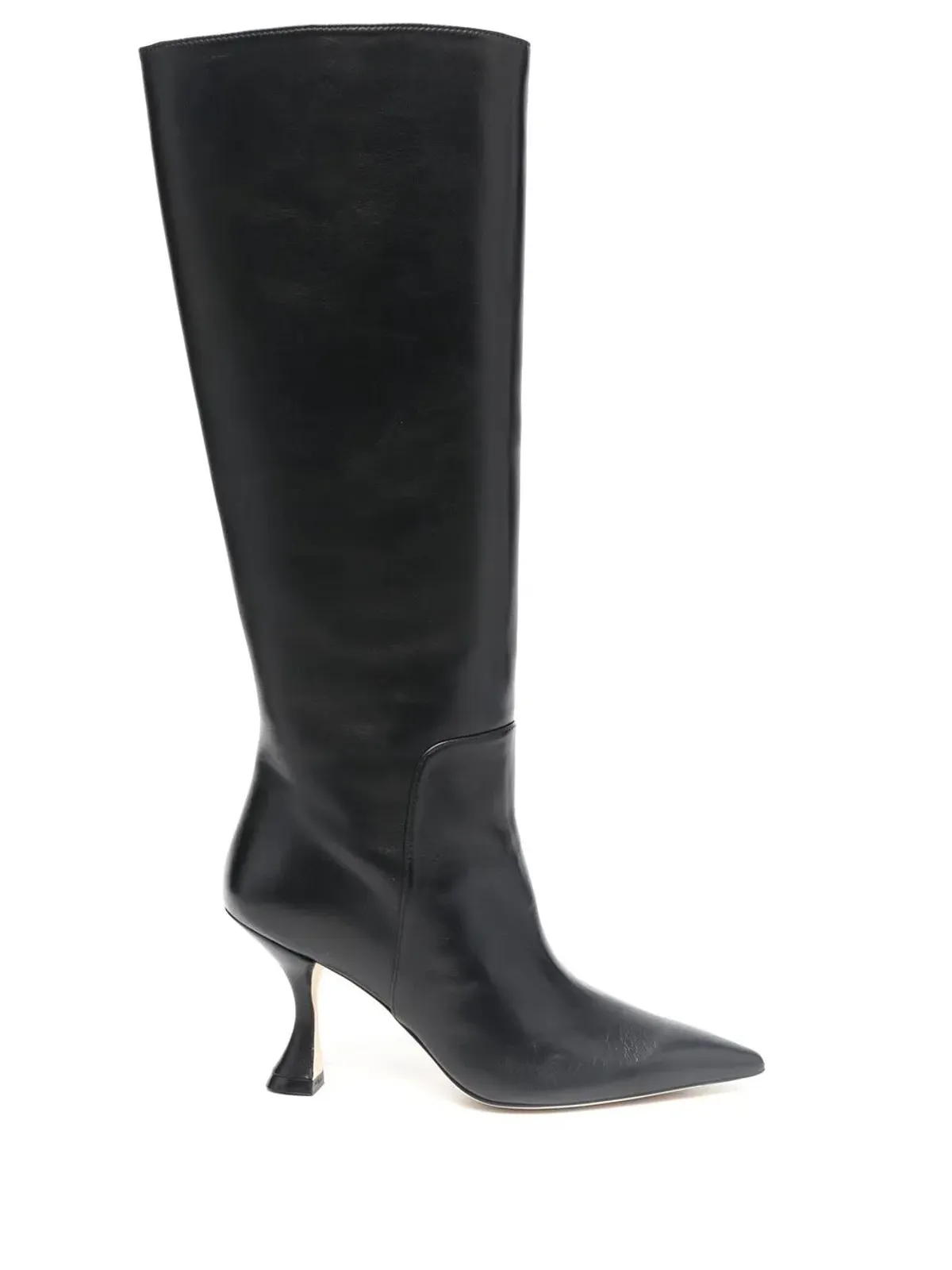 Stuart Weitzman 黒のポインテッドカーフレザーブーツ - 画像1